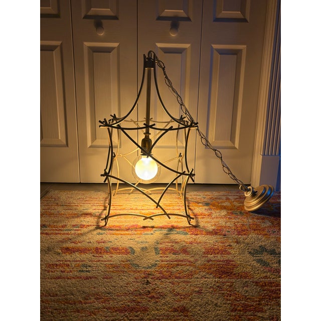 Hollywood Regency Vintage Hollywood Regency Pagoda Pendant Chandelier For Sale - Image 3 of 12