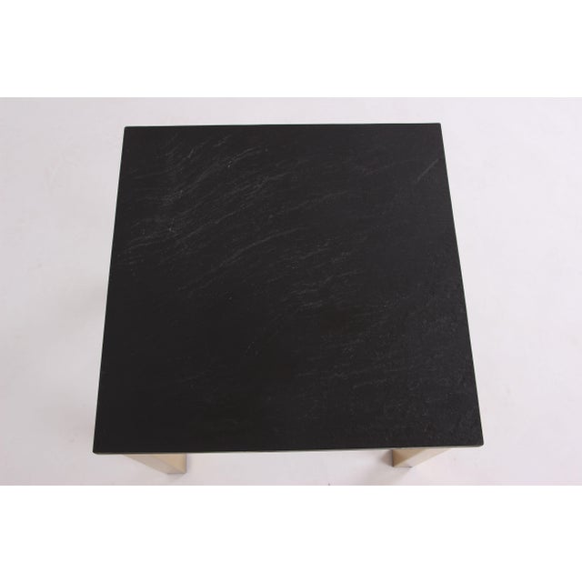 Black Coffee Tables in Brass-Plated Metal with Black Slate Tops, 1970s, Set of 2 For Sale - Image 8 of 9
