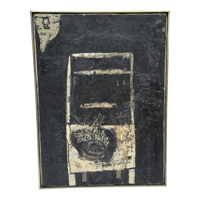 Post War Antoni Clavé Atrb Oil Painting in the Manner of Antoni Tapies For Sale