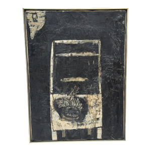 Post War Antoni Clavé Atrb Oil Painting in the Manner of Antoni Tapies