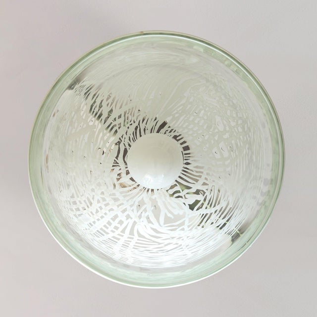 Brass Italian Glass Dome Pendant with Abstract Pattern, 1970s For Sale - Image 8 of 9