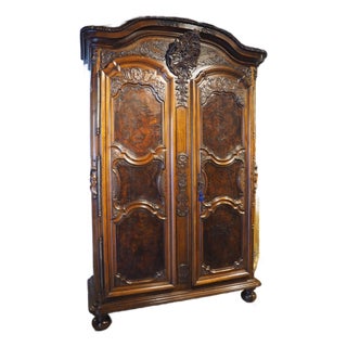 Spectacular Walnut and Burl Walnut Régence Armoire From Lyon, France, Circa 1715 For Sale