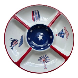 American Themed Coastal Serving Dish Platter With Dividers For Sale