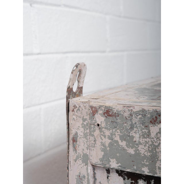 Mid 20th Century Mid 20th Century Rustic Indian Glass-Front Cabinet With Distressed Paint For Sale - Image 5 of 6