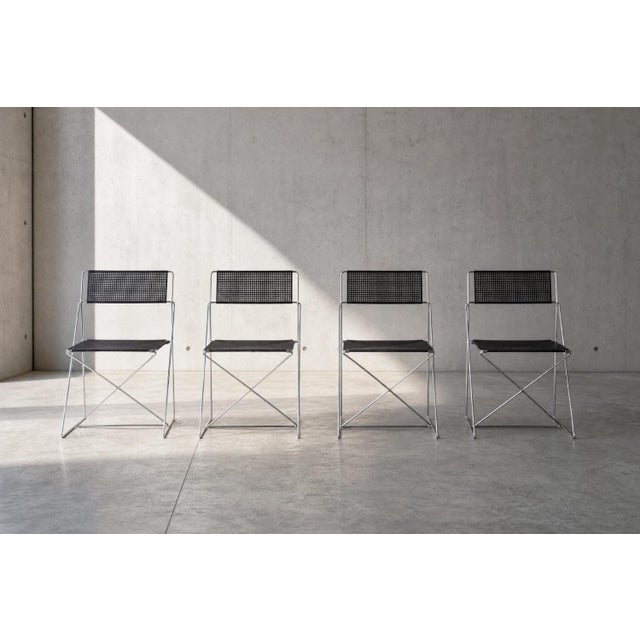 Vintage Minimalist Metal X-Line Chairs by Niels Jørgen Haugesen for Hybodan, 1970s, Set of 4 For Sale - Image 15 of 18