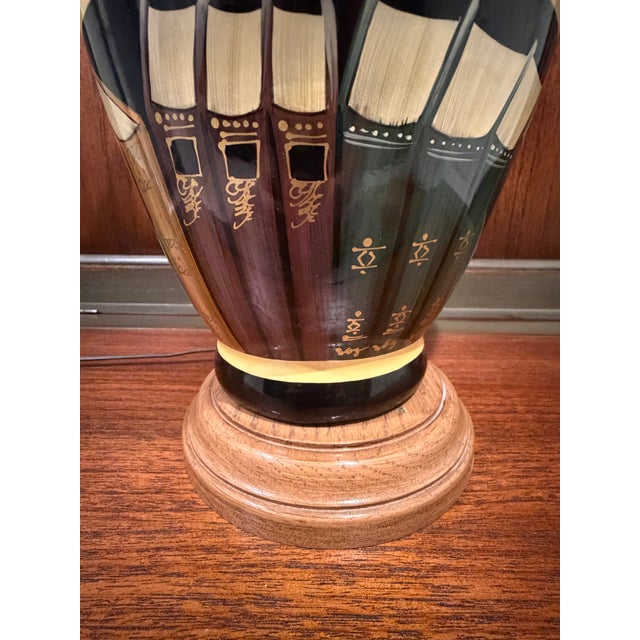 1970s Sale! Ceramic 1970s MCM Table Lamp W/Painted Trompe l'Oiel Library Books For Sale - Image 5 of 7