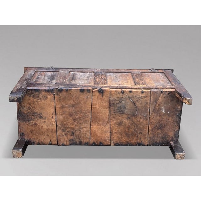 Wood Oak Lancashire Coffer, 1678 For Sale - Image 7 of 13