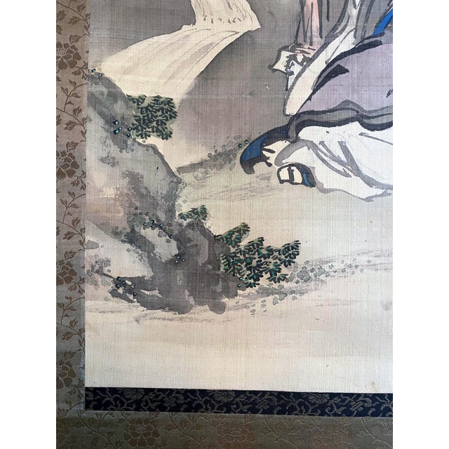 Textile 19th Century Japanese Silk Scroll by Haruki Nanmei Edo Period For Sale - Image 7 of 12