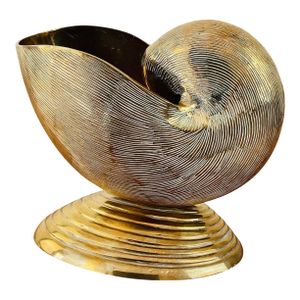 Vintage 1980s Mottahedeh Brass Nautilus Shell Vessel