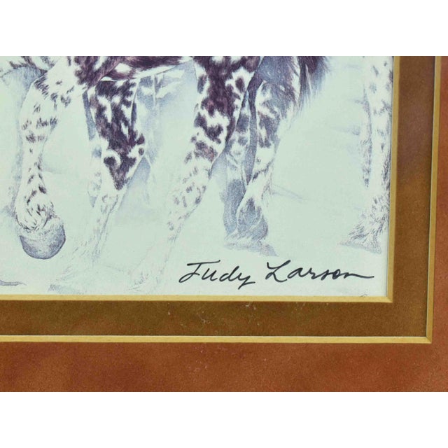 Realism Late 20th Century Judy Larson "Mixed Company" Horses Wildlife Signed Print - Framed For Sale - Image 3 of 7