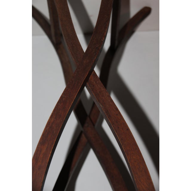 Brown Small Round Folding Wooden Side Table For Sale - Image 8 of 18