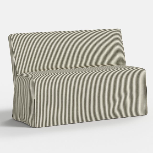 Spritely Home Slipcover for Stoffer Home x Cloth & Company for Lindy Dining Banquette in Jane Stripe Laurel For Sale - Image 4 of 7