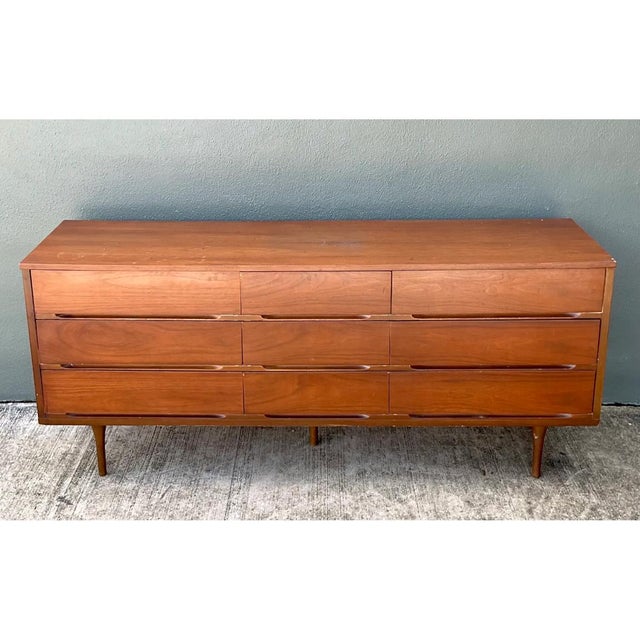 Vintage MCM Danish Teak Nine-Drawer Dresser For Sale - Image 13 of 13