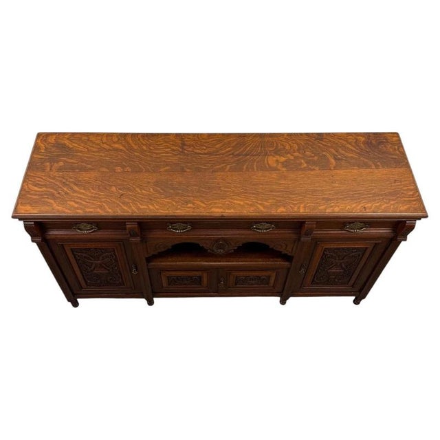 Early 20th Century Edwardian Oak Sideboard For Sale - Image 5 of 13