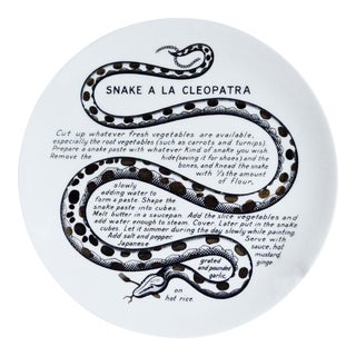 Vintage Piero Fornasetti Fleming Joffe "Snake A La Cleapatra" Recipe Plate For Sale