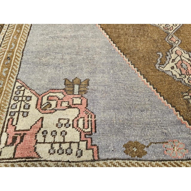Vintage Turkish Oushak Rug, Hand-Knotted, Geometric Design, Pale Blue, 7' x 10' For Sale - Image 13 of 16