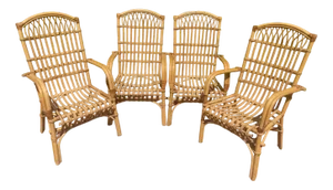 Vintage Rattan Armchairs, 1970, Set of 4