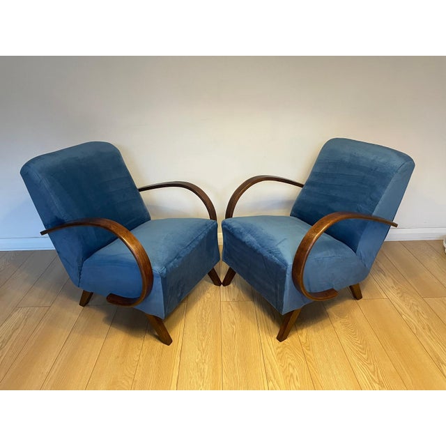 Wood Set of Armchairs attributed to Jendrich Halabala for Up Závody, Former Czechoslovakia, 1950s For Sale - Image 7 of 9