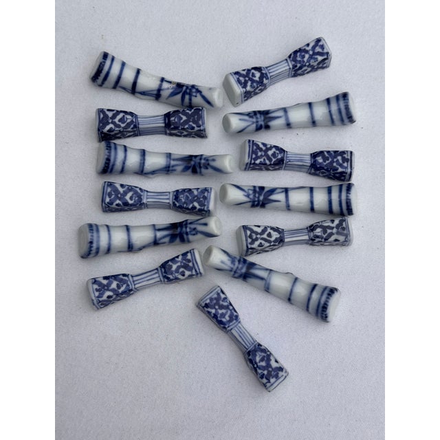 Mid-Century Asian Blue & White Fine Porcelain Knife Rests - A Baker’s Dozen For Sale - Image 13 of 18