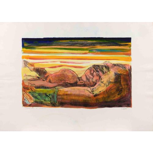 Guglielmo Castelli, Nude Two Reclined Figures, 1980s, Etching For Sale
