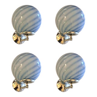 Lot of 4 Contemporary Blue Swirl “Rods” Murano Glass Wall Sconces For Sale