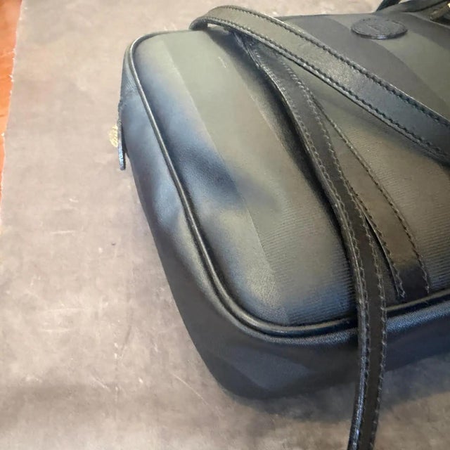 A 2000s Fendi Black Pequin Canvas and Leather Shoulder Bag For Sale - Image 14 of 18