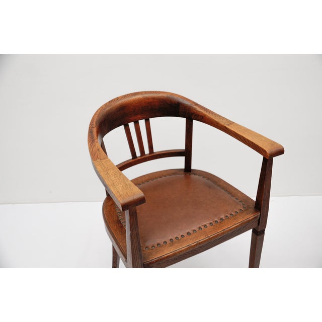 Vintage German Art Deco Armchairs in Wood and Leather, 1930s, Set of 2 For Sale - Image 9 of 17