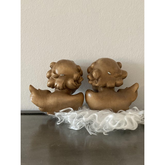 Mid-Century Modern Heavenly Angel Figurines in Carved Wood, Germany, Set of 2 For Sale - Image 3 of 8
