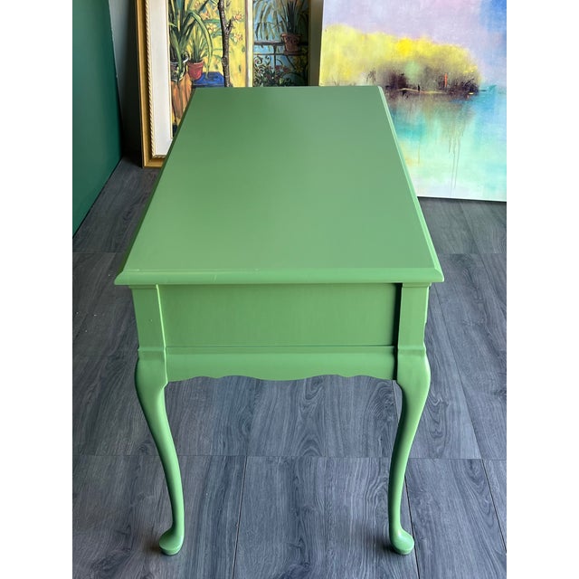 1970s Queen Anne Style Green Lacquered Desk For Sale - Image 18 of 18