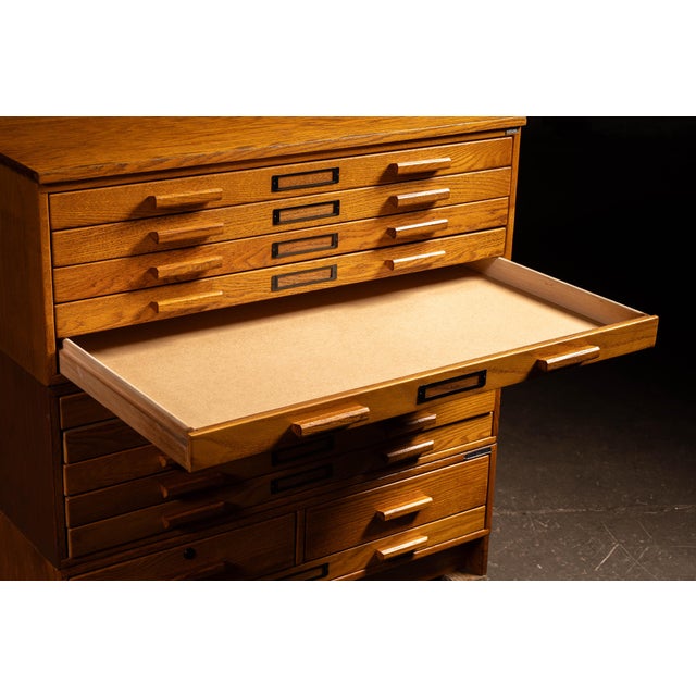 Brown Pair of Mid-Century Mayline Oak Architectural Flat File Cabinets For Sale - Image 8 of 11