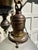 Vintage Three Light Brass Semi-Flush Mount Fixture With Vintage Shades For Sale - Image 10 of 12