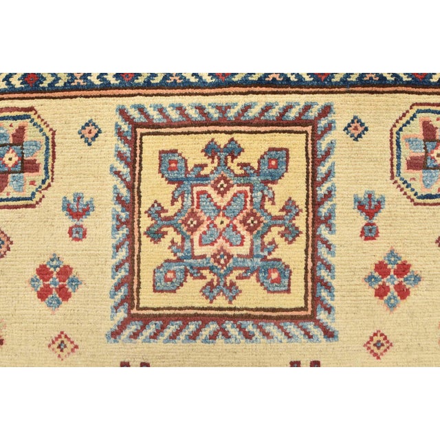 Beige Kazak Rug 3′ X 4’10” Beige Wool Tribal Hand-Knotted Oriental Carpet For Sale - Image 8 of 13