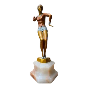 Neo Art Deco Copper-Tone Female Dancer Statue Dancer by Biess