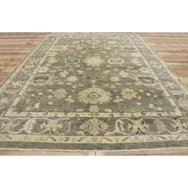 Textile Earth-Tone Turkish Oushak Rug - 09'01 X 12'04 For Sale - Image 7 of 9