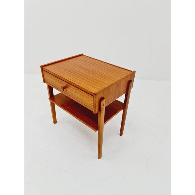 Danish Midcentury vintage side table/ Bedside table, 1960s Usable as an additional table in the living room. Design year:...