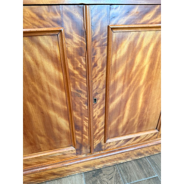 Antique Tiger Maple Gentleman’s Chest of Drawers Late Victorian Curly Maple Chiffonier Refinished Fiddleback Wood Tallboy Cabinet 53" For Sale - Image 14 of 16