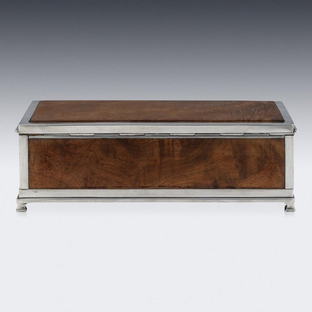 Wood Vintage American Silver Cigar Box, 1920 For Sale - Image 7 of 18