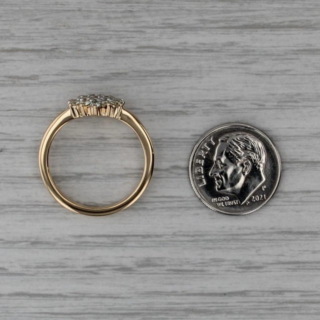 Gold 0.59ctw Diamond Cluster Ring 18k Yellow Gold Size 8 Coa Engagement For Sale - Image 8 of 9
