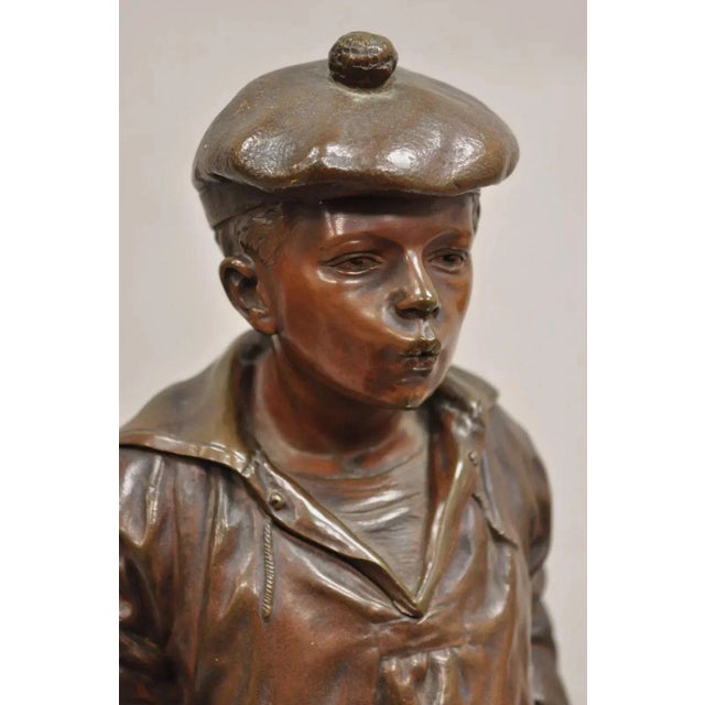 Late 19th Century V. Szczeblewski French Bronze Boy Statue "The Whistler" Le Mousse Siffleur For Sale - Image 4 of 12