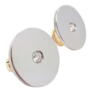 Bulgari 18k Yellow + White Gold Diamond Disc Earrings