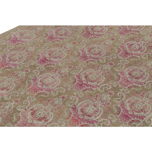 Rug & Kilim’s Classic Style Rug in Beige With Pink and Pale Blue Floral Patterns For Sale In New York - Image 6 of 7