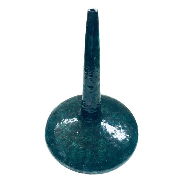 Handmade Art Pottery Ceramic Fluted Vase, Belgium, 1970s For Sale