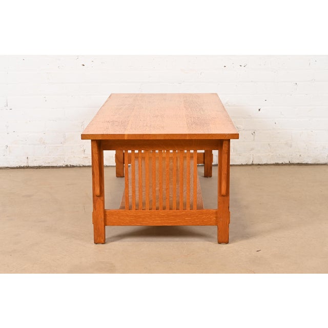 Wood Stickley Mission Oak Arts & Crafts Two-Tier Coffee Table For Sale - Image 7 of 9