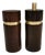 Danish Salt and Pepper Set in Wenge Wood and Brass by Svend Aage Petersen for Saap 1950s, Set of 2 For Sale