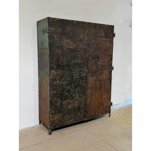 Industrial Monumental Antique Industrial Steel Cabinet For Sale - Image 3 of 6