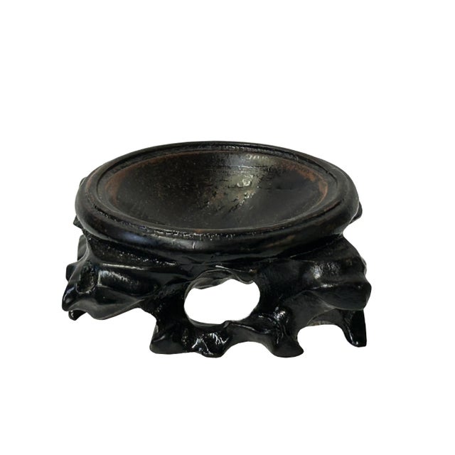 2000 - 2009 2.25" Dark Brown Wood Carving Hollow Circular Table Top Stand Riser For Sale - Image 5 of 6