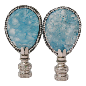 Ocean Blue Gemstone Lamp Finials, a Pair