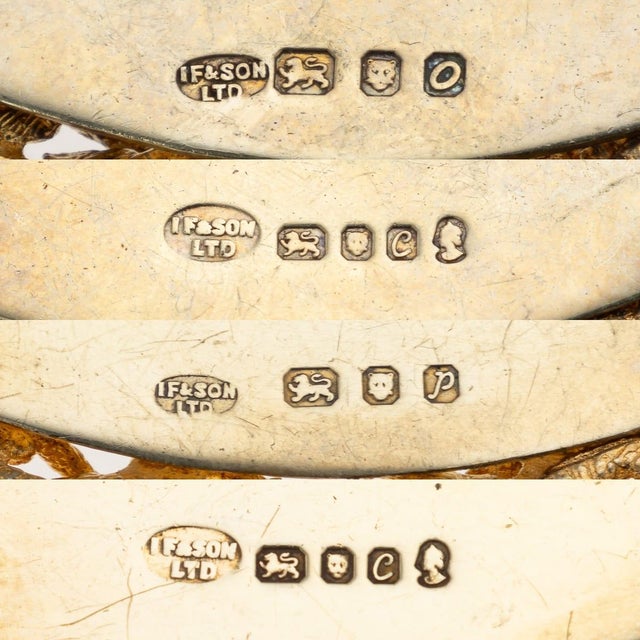 Metal Vintage English Gilt Silver Spirit Labels, London, 1970, Set of 4 For Sale - Image 7 of 8