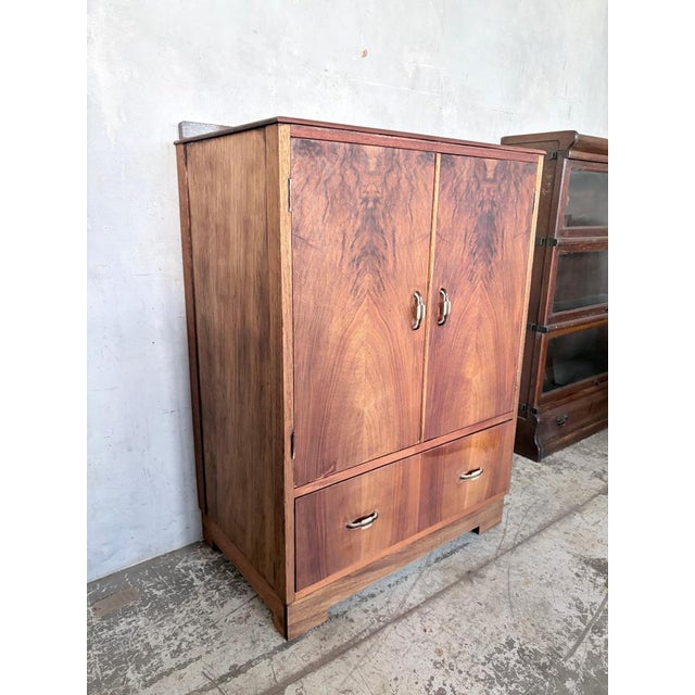 Art Deco Figured Walnut and Oak Cabinet, 1930s For Sale - Image 9 of 11