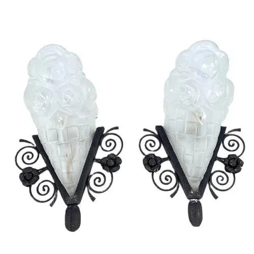 Pair art deco sconces by degué these original wall lights by degué impress with their simple and functional art deco...